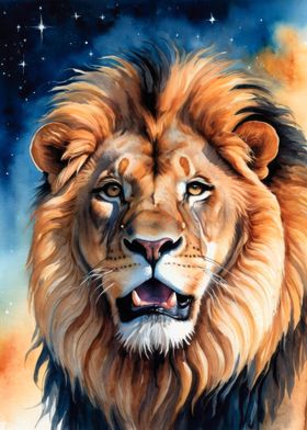 Lion Watercolor Painting