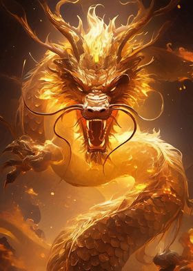 Golden Dragon Illustration