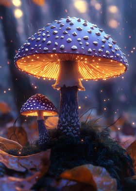 Glowing Forest Mushrooms