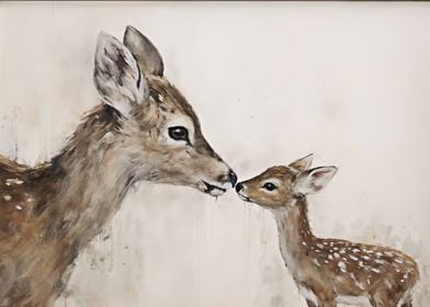 Mother Deer and Fawn