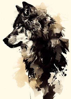 Wolf Watercolor Art