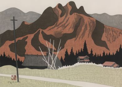 Japanese Mountain Landscape Print