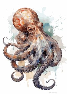 Watercolor Octopus