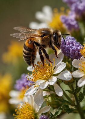 Bee on White Flower