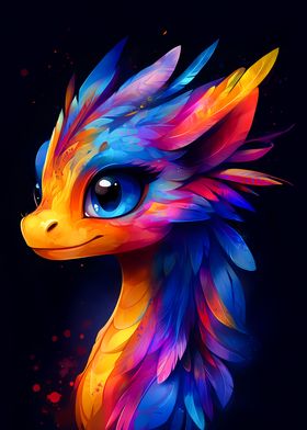 Rainbow Baby Dragon Portrait