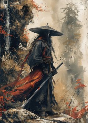 Samurai in Misty Forest