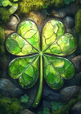 Stained Glass Four-Leaf Clover