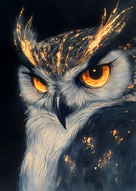 Golden Owl Portrait Animal