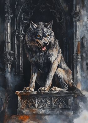 Wolf in Gothic Archway