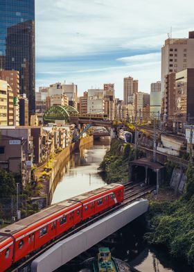 Tokyo triple train crossing