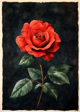 Oil Painting of a Red Rose