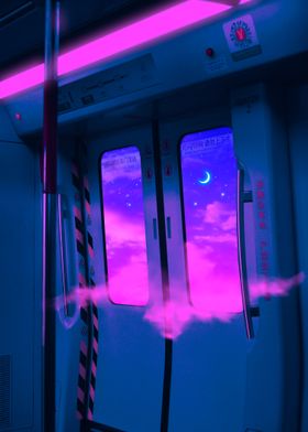 Neon Night Sky Train