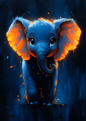 Cute Baby Elephant Painting