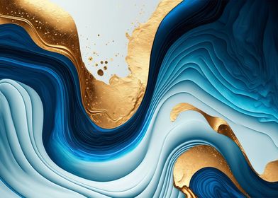 Abstract Blue and Gold Waves