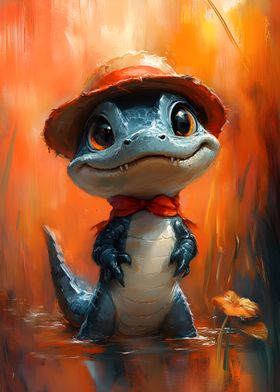 Cute Alligator with a Hat