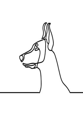 Doberman Dog Line Art