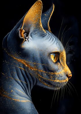 Golden Sphynx Cat Portrait