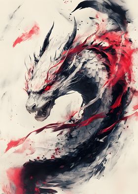 White Dragon with Red Accents