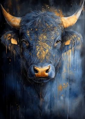 Golden Bull Portrait Animal