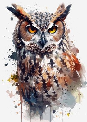 Watercolor Owl Portrait