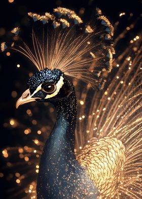 Golden Peacock Portrait