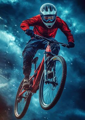 Mountain Biker in Flight