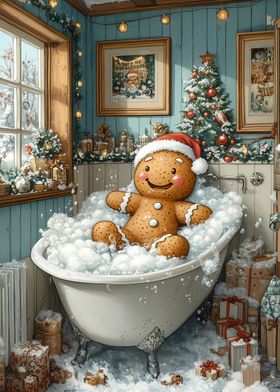 Gingerbread Man Christmas Bath