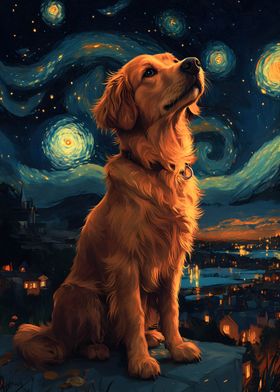 Dog and Starry Night