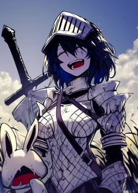 Smiling Knight with Rabbit