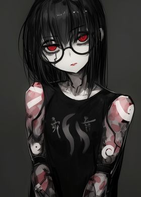 Anime Girl with Tattoos