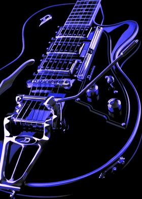 Electric Guitar with Blue Highlights