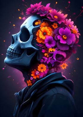 Skull with Flowers