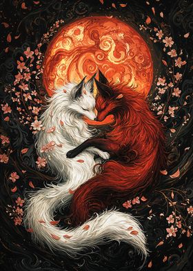 White and Red Foxes