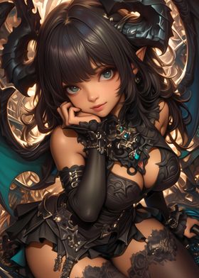 Anime Demon Girl Portrait Gaming