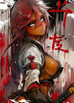 Blue Eyed Anime Samurai Woman