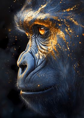 Golden Gorilla Portrait Animal