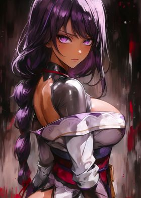 Purple-Haired Anime Samurai Girl