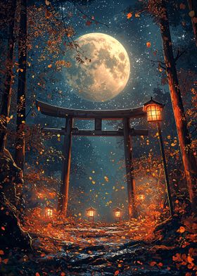 Moonlit Torii Gate