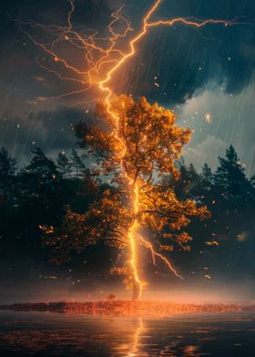 Lightning Strikes Tree