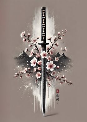 Samurai Katana with Cherry Blossoms