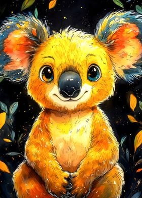 Cute Yellow Koala Animal Kid