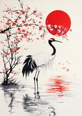 Crane and Cherry Blossom