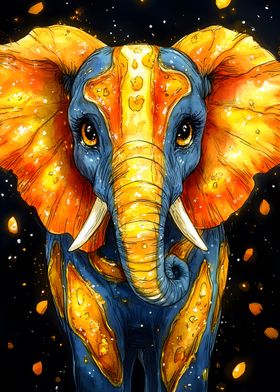 Golden Elephant Illustration Animal