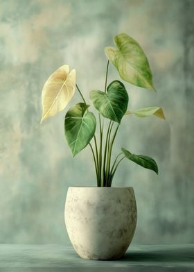 Monstera Plant in Concrete Pot