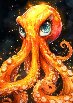 Orange Octopus Illustration