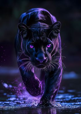 Black Panther with Glowing Eyes