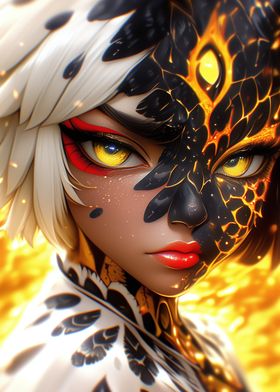 Fiery Anime Girl Portrait