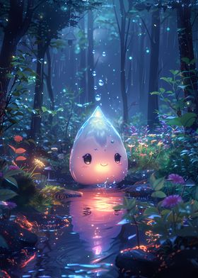 Smiling Raindrop in Forest