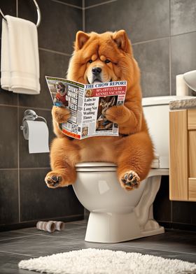 Chow Chow on the Toilet