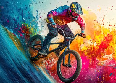 BMX Rider Color Splash